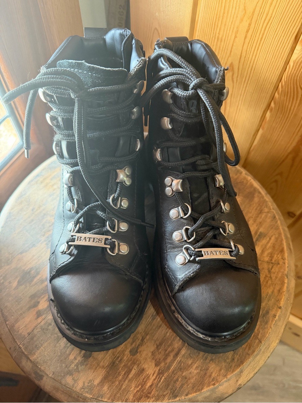 Bates Black Leather Lace-Up Riding Boots with Silver Hardware